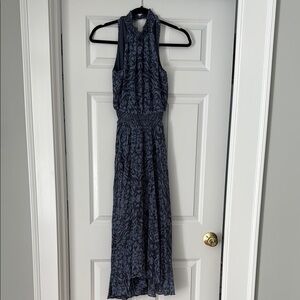White House Black Market Blue Patterned Maxi Women's Dress